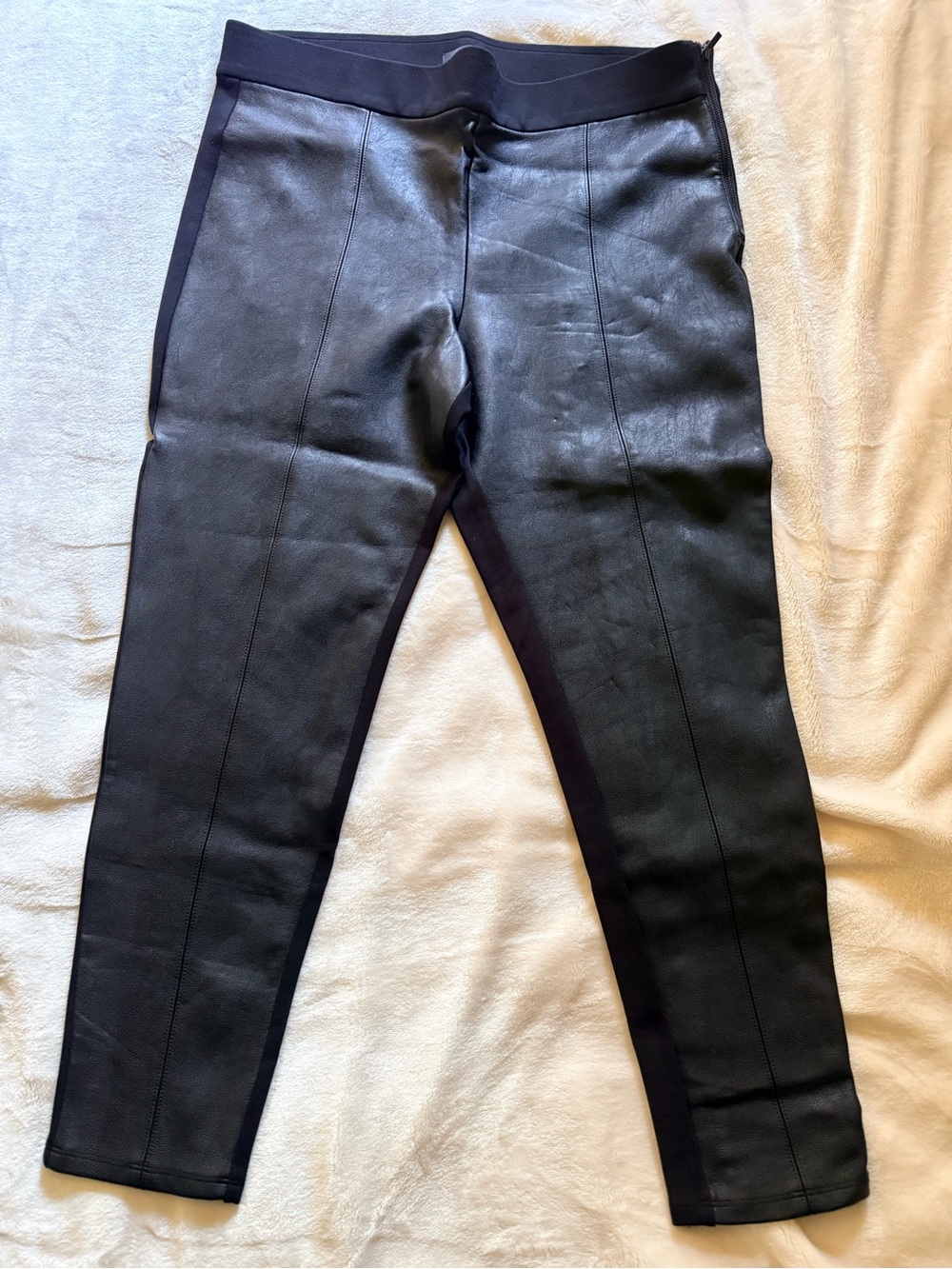 Woman’s Black Faux-Leather Stretch Pants